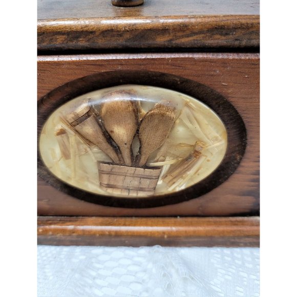Vintage Wood Trinket Box Recipe Holder - Picture 2 of 11